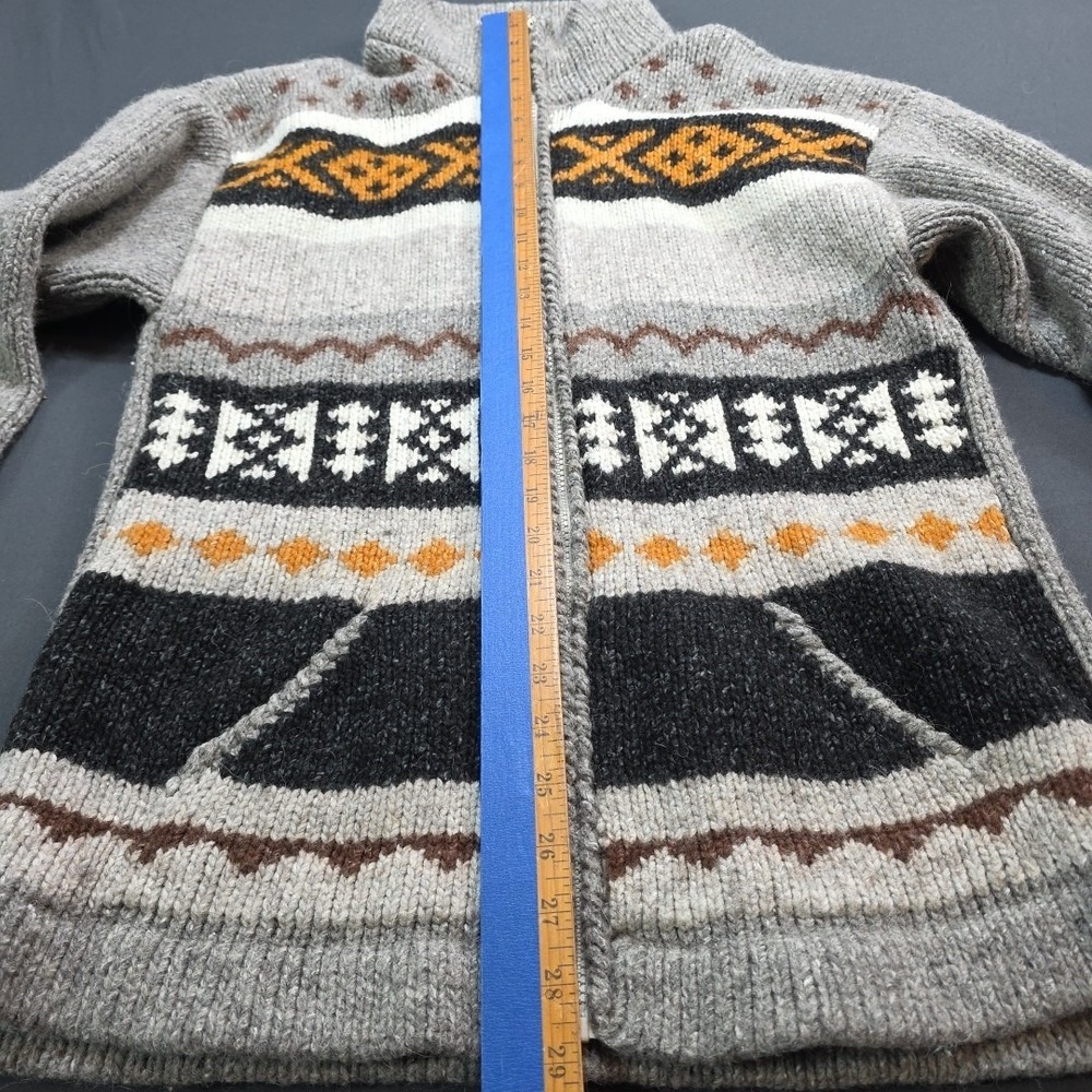 Vintage Hand Knit Cowichan Style Sweater Size L Wool Western Please See Photos - Picture 5 of 8